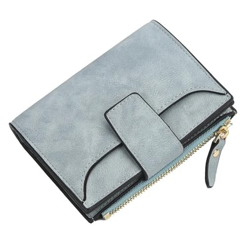 MBACODAI Frauen Geldbörsen Kurz Kartenhalter Reißverschluss Weibliche Geldbörse Münzfach Leder Fotohalter Herrenbrieftasche (Color : Blau) von MBACODAI