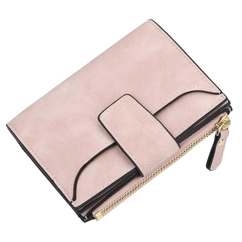 MBACODAI Frauen Geldbörsen Kurz Kartenhalter Reißverschluss Weibliche Geldbörse Münzfach Leder Fotohalter Herrenbrieftasche (Color : Pink) von MBACODAI