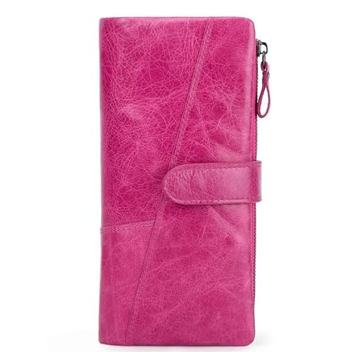 MBACODAI Frauen Geldbörsen Leder Geldbörse Weibliche Haspe Mode Lange Geldbörse Kartenhalter (Color : Rose) von MBACODAI