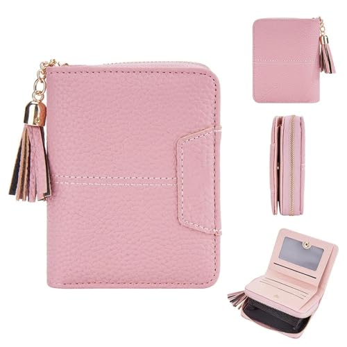 MBACODAI Kurze Frauen Geldbörsen Kartenhalter Weibliche Geldbörse Münzfach Reißverschluss Orgel Kartentasche Damenbrieftasche (Color : Dark Pink) von MBACODAI