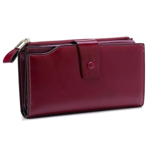 MBACODAI Lange Frauen Geldbörsen Tasche Leder Kartenhalter Reißverschluss Weibliche Geldbörse Münzfach Brieftasche Mädchen (Color : 4) von MBACODAI