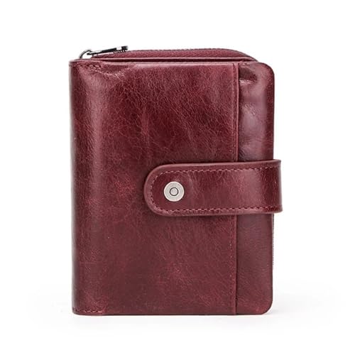 MBACODAI Leder Damen Geldbörse Grün Geldbörse Weibliche Kleine Geldbörse Dame Geldbörsen for Mädchen Geld Tasche (Color : Rot) von MBACODAI