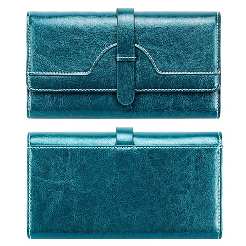 MBACODAI Leder Frauen Lange Brieftaschen Karte Halter Weibliche Brieftasche Tasche Münzfach Zipper Frauen Geldbörse (Color : Blau) von MBACODAI