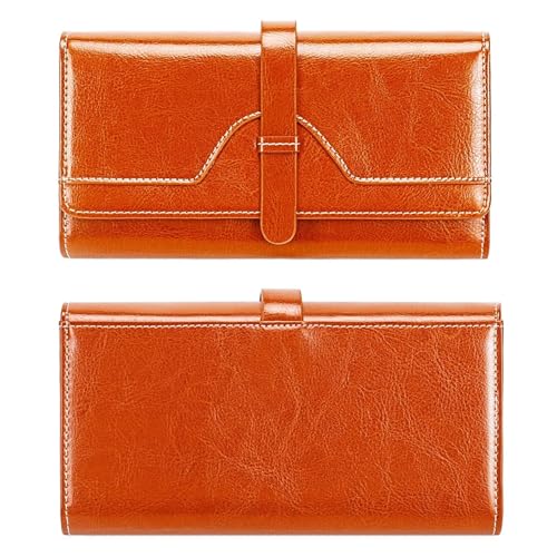 MBACODAI Leder Frauen Lange Brieftaschen Karte Halter Weibliche Brieftasche Tasche Münzfach Zipper Frauen Geldbörse (Color : Braun) von MBACODAI