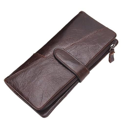 MBACODAI Leder-Geldbörse, modische Geldbörse for Damen, Lange Clutch-Geldbörsen, Taschen, Kartenhalter (Color : Coffee) von MBACODAI