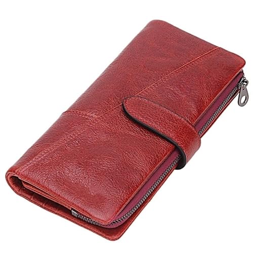 MBACODAI Leder-Geldbörse, modische Geldbörse for Damen, Lange Clutch-Geldbörsen, Taschen, Kartenhalter (Color : Rot) von MBACODAI