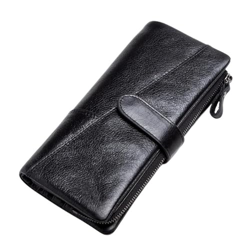 MBACODAI Leder-Geldbörse, modische Geldbörse for Damen, Lange Clutch-Geldbörsen, Taschen, Kartenhalter (Color : Schwarz) von MBACODAI