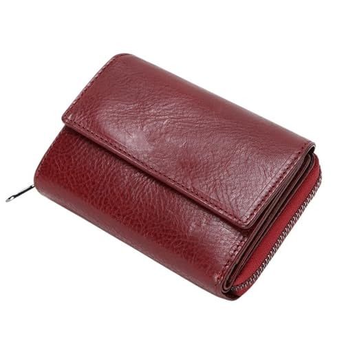 MBACODAI Leder-Geldbörse for Damen, Kurze Münzgeldbörse for Damen, weiblich, Kartenhalter, rot, kleine Haspe-Geldtasche (Color : 4) von MBACODAI