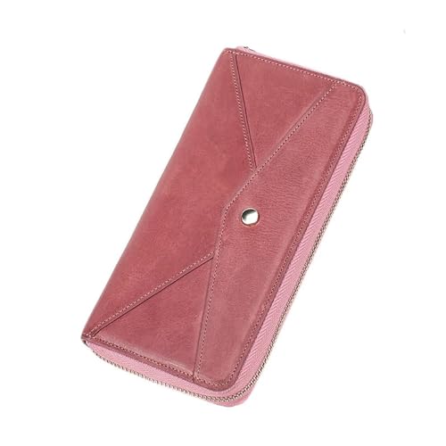 MBACODAI Leder-Geldbörse for Damen, Lange Clutch, modische Damen-Geldbörsen, Kartenhalter, Reißverschluss, Münzfach (Color : Pink) von MBACODAI