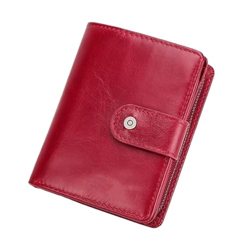 MBACODAI Leder-Geldbörsen for Damen und Herren, kurz, klein, mit Kartenhalter, Damen, rote Geldbörse (Color : 7) von MBACODAI