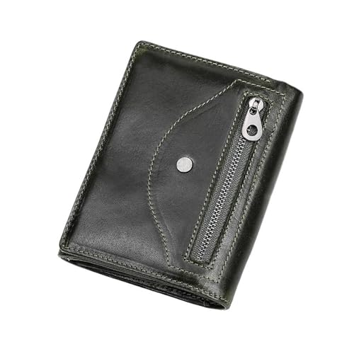 MBACODAI Leder Kleine Brieftasche Frauen Geldbörse Kurze Damen Kartenhalter Reißverschluss Weibliche Münzfach (Color : Dark Green) von MBACODAI