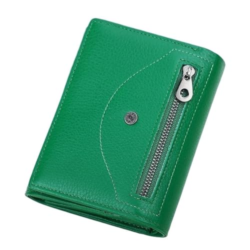 MBACODAI Leder Kleine Brieftasche Frauen Geldbörse Kurze Damen Kartenhalter Reißverschluss Weibliche Münzfach (Color : Grün) von MBACODAI