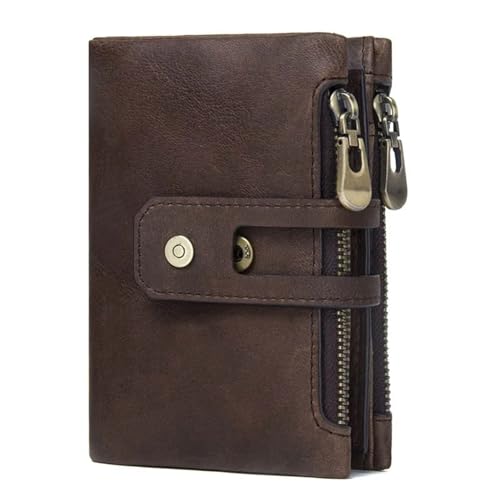 MBACODAI Leder Mode Kurze Brieftasche Frauen Reißverschluss Mini Blocking Münze Geldbörse Kartenhalter Brieftaschen (Color : Coffee) von MBACODAI