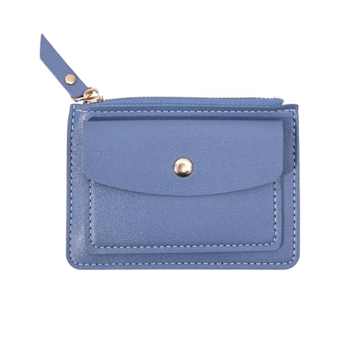 MBACODAI Leder Weibliche Geldbörse Frauen Einfache Brieftaschen Mini Zipper Solide Multi-Karten Halter Münze Kurze Brieftaschen Dünne Kleine Brieftasche Zipper haspe (Color : Blau) von MBACODAI