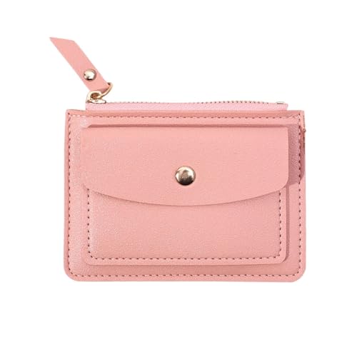 MBACODAI Leder Weibliche Geldbörse Frauen Einfache Brieftaschen Mini Zipper Solide Multi-Karten Halter Münze Kurze Brieftaschen Dünne Kleine Brieftasche Zipper haspe (Color : Pink) von MBACODAI