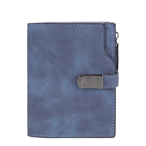 MBACODAI Schnalle Frauen Geldbörsen Kurz Kartenhalter Einfache Weibliche Geldbörse Reißverschluss Münzfach Brieftasche Mädchen (Color : Blau) von MBACODAI