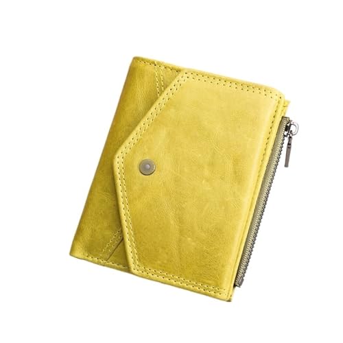Mini Geld Tasche Leder Brieftasche Frauen Kleine Zipper Geldbörse Weiblichen Kartenhalter Brieftaschen Mode (Color : Yellow) von MBACODAI
