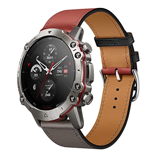 Armband für Amazfit Falcon Band, Weich PU Leder Keine Lücke Armbänder mit Amazfit Falcon Uhrenarmbänder Loop für Herren Damen Einstellbar Lederarmband mit Amazfit Falcon (M,Falcon) von MBAFIT