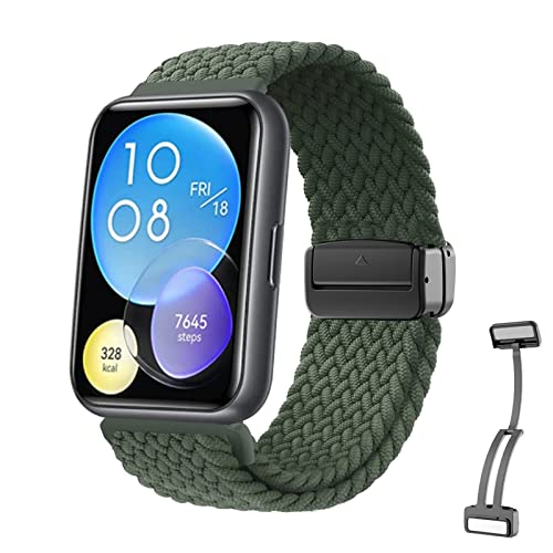 MBAFIT Armband für Huawei Watch Fit 2 Armband, Weich Nylon Geflochten Armbänder mit Huawei Watch Fit 2 Armbänder Magnetische Nylonarmband für Watch Fit 2 (E,Watch Fit 2) von MBAFIT