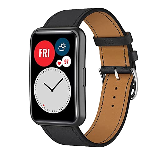 Armband für Huawei Watch Fit Band, Weich PU Leder Keine Lücke Armbänder mit Huawei Watch Fit Uhrenarmbänder Loop für Herren Damen Einstellbar Lederarmband mit Huawei Watch Fit (Q,Watch Fit) von MBAFIT