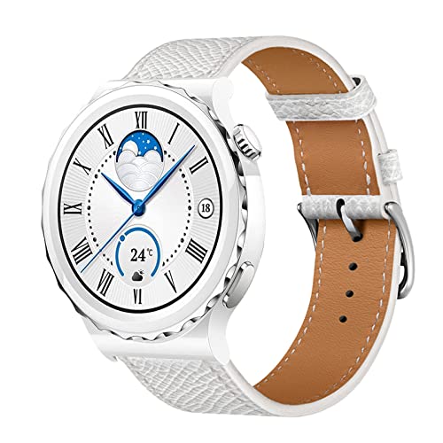 Armband für Huawei Watch GT3 Pro 43mm Band, Weich PU Leder Armbänder mit Huawei Watch GT 3 Pro 43mm Uhrenarmbänder Loop für Herren Damen Lederarmband mit Huawei Watch GT3 Pro 43mm (L,GT3 Pro 43mm) von MBAFIT