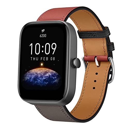 Lederarmband für Amazfit Bip 3/Bip 3 Pro Armband PU Leder Armbänder kompatibel mit Amazfit Bip 3/3 Pro Leder Armband für Damen Herren Schlank Uhrenarmbänder mit Amazfit Bip 3/Bip 3 Pro (A,Bip3/3 Pro) von MBAFIT