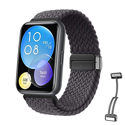 MBAFIT Armband für Huawei Watch Fit 2 Armband, Weich Nylon Geflochten Armbänder mit Huawei Watch Fit 2 Armbänder Magnetische Nylonarmband für Watch Fit 2 (H,Watch Fit 2) von MBAFIT