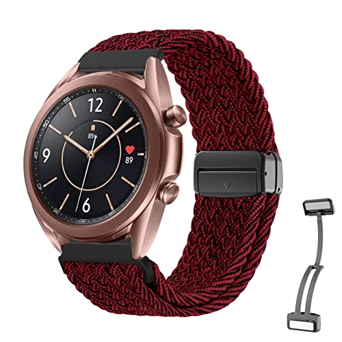 MBAFIT Armband für Samsung Galaxy Watch 3 41mm Armband, Weich Nylon Geflochten Armbänder mit Samsung Watch 3 41mm Armbänder Magnetische Nylonarmband für Galaxy Watch 3 41mm (J,Watch 3 41mm) von MBAFIT