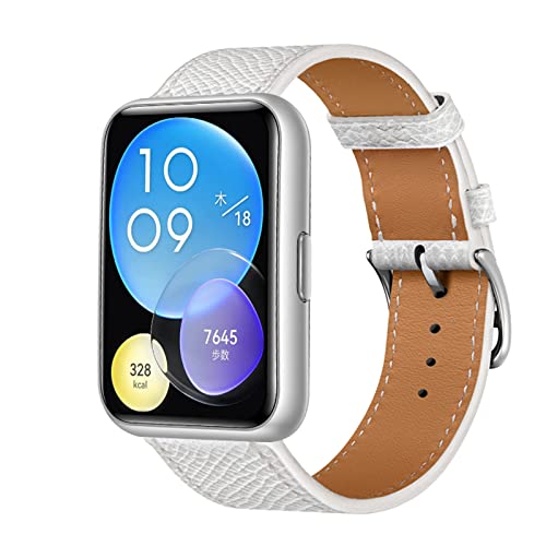 MBAFIT Lederarmband für Huawei Watch Fit 2 Armband Leichtgewicht PU Leder Armbänder mit Huawei Watch Fit 2 Leder Armband für Damen Herren Schlank Uhrenarmbänder mit Huawei Watch Fit 2 (J,Watch Fit2) von MBAFIT