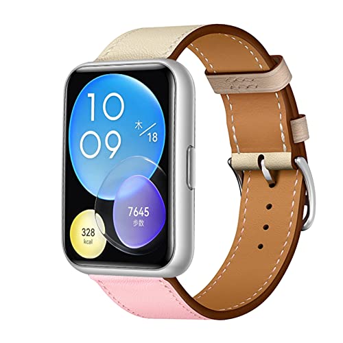 MBAFIT Lederarmband für Huawei Watch Fit 2 Armband Leichtgewicht PU Leder Armbänder mit Huawei Watch Fit 2 Leder Armband für Damen Herren Schlank Uhrenarmbänder mit Huawei Watch Fit 2 (T,Watch Fit2) von MBAFIT