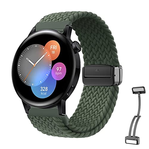 Nylonarmband für Huawei Watch GT 3 42mm Armband Nylon Geflochten Magnetische Armbänder mit Huawei Watch GT3 42mm Armband für Damen Herren Armband mit Watch GT 3 42mm Armband (H,Watch GT 3 42mm) von MBAFIT