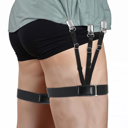 MBAIYO 2 Stück Herren Hemdhalter, Elastisch Hemd-Halter mit Rutschfest Sperrung Schellen Einstellbar Hemd Halter Strumpfhalter Versteckt Shirt Stays Holder für Hochzeit Polizei Militär Business von MBAIYO