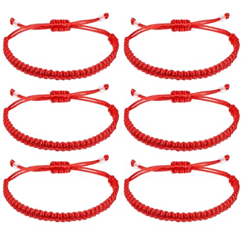 MBAIYO 6 Stück Rote Kordel Armband, Glücksarmband Freundschaftsbänder Verstellbar Rot Seil Armband Kinder Schnurarmband Geknotet Kabbala Schutz Amulett für Damen Teen Liebhaber Abschluss Geburtstag von MBAIYO