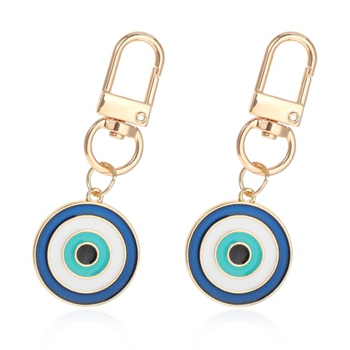 MBAIYO Bunte Böser Blick Schlüsselanhänger, 2 Stück Blau Evil Eye Schlüsselanhänger Amulett Türkisches Auge Glücksschutz Glücksbringer Autoschlüsselring für Schlüssel Damen TascheSchmuck von MBAIYO