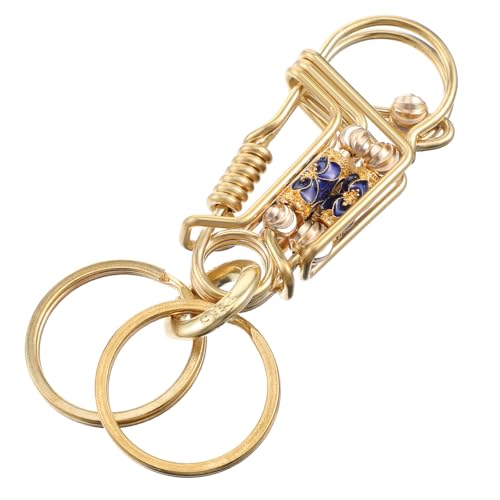 MBAIYO Gold Messing Schlüsselanhänger, Vintage Karabiner mit 2 Schlüsselring Exquisit Carabiner Robuster Heavy Duty Keychain Clip Abnehmbare Karabinerhaken Geschenke für Damen Auto Rucksack von MBAIYO