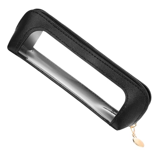 MBAIYO Kleine transparente Make-up-Pinsel-Tasche, PU-Leder, Reise-Make-up, wasserdichte Make-up-Tasche, tragbar, transparent, wasserdicht, Kosmetik-Organizer-Tasche mit Reißverschluss für Damen von MBAIYO