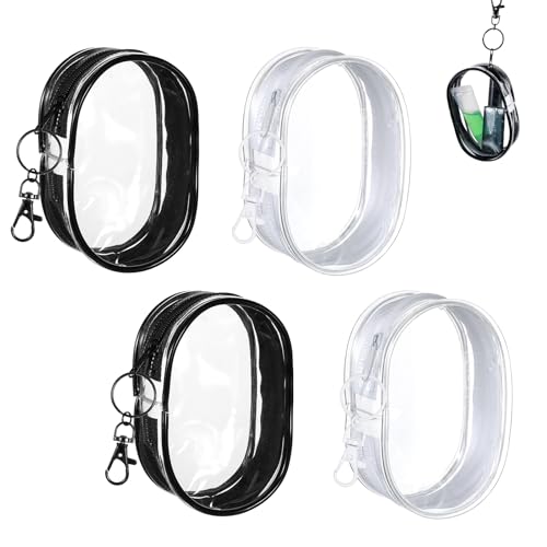 MBAIYO Transparente Schlüsselanhänger-Tasche, transparente Make-up-Tasche für Damen, tragbare Münzbörse, Schlüsseltasche, Lippenstift-Tasche, Kartenhalter, Datenkabel-Organizer, Reißverschlusstasche von MBAIYO