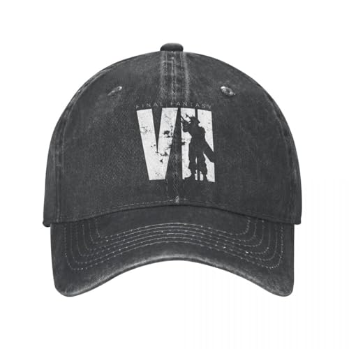 MBDXIOQW Unisex Final Fantasy VII Minimal Männer Frauen Baseballkappe Videospiel Distressed Denim Caps Hut Klassisch Outdoor Verstellbare Passform Kopfbedeckung Festival Geschenke von MBDXIOQW