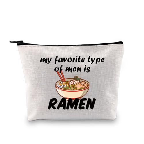 MBMSO Ramen Nudel-Make-up-Tasche, Motiv: "My Favorite Type of Men is Ramen", Geschenk für Ramen-Nudel-Liebhaber, Ramen-Drucktasche, Ramen-Geschenk, Ramen-Tasche, medium, Make-up-Kosmetiktasche von MBMSO