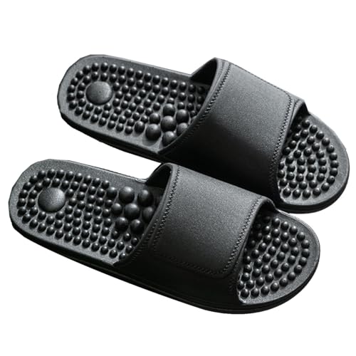 MBNKMEBU Akupressur-Fußreflexzonen-Hausschuhe for die Akupunktmassage, rutschfeste Massageschuhe for die Badewannendusche(Black,EUR 39-40) von MBNKMEBU