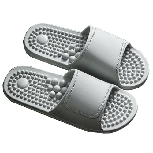 MBNKMEBU Akupressur-Fußreflexzonen-Hausschuhe for die Akupunktmassage, rutschfeste Massageschuhe for die Badewannendusche(Grey,EUR 41-42) von MBNKMEBU