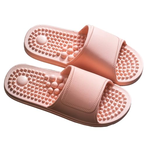 MBNKMEBU Akupressur-Fußreflexzonen-Hausschuhe for die Akupunktmassage, rutschfeste Massageschuhe for die Badewannendusche(Roze,EUR 39-40) von MBNKMEBU