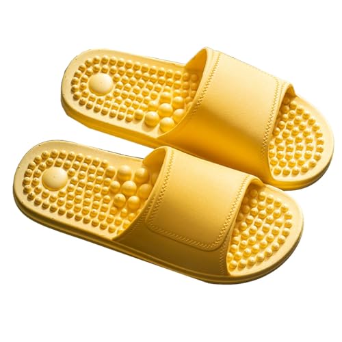 MBNKMEBU Akupressur-Fußreflexzonen-Hausschuhe for die Akupunktmassage, rutschfeste Massageschuhe for die Badewannendusche(Yellow,EUR 39-40) von MBNKMEBU