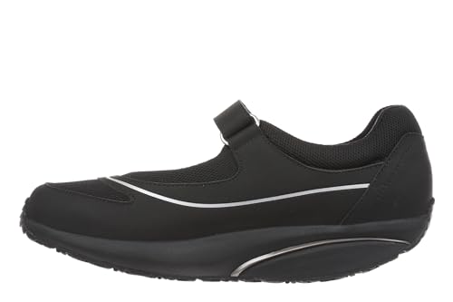 MBT BARIDI 2 Damen-Ballerinas im sportlichen Stil. Anatomische und bequeme Gehschuhe. Physiologisches Schuhwerk für Komfort Stabilität mit gebogener Sohle. Lässige Slipper mit Klettverschluss. Schwarz von MBT