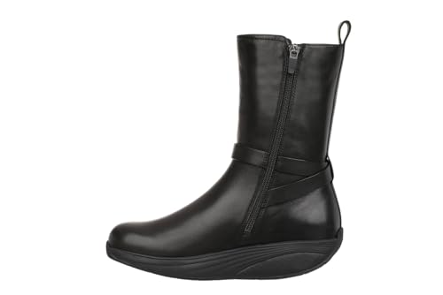 MBT MANCHESTER BOOT 2 Damen-Lederstiefel. Anatomischer und bequemer Stiefeletten. Physiologisches Schuhwerk für Komfort und Stabilität mit gebogener Sohle. Eleganter halbhoher Stiefel Winter. Schwarz. von MBT