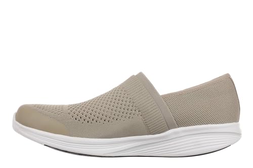 MBT NIWASI Slip ON Sportliche Slip-On Sneaker für Damen. Anatomisch Bequeme Walking-Schuhe. Physiologisches Komfort- und Stabilitätsschuhwerk mit gekrümmter Sohle. Moderne Sneakers. Farbe Beige von MBT