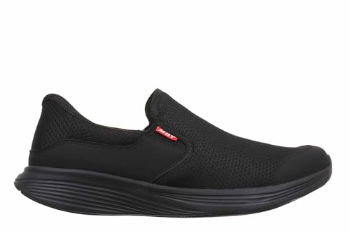 MBT SF-Modena III Slip On Herrenschuhe. Physiologisches Schuhwerk mit Slip & Fit-Technologie für müheloses Tragen. Atmungsaktives Mesh-Obermaterial und Kunstleder. Farbe Schwarz von MBT