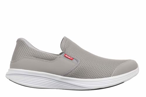 MBT SF-Modena III Slip On Herrenschuhe. Physiologisches Schuhwerk mit Slip & Fit-Technologie für müheloses Tragen. Atmungsaktives Mesh-Obermaterial und Kunstleder. Farbe: Grau von MBT