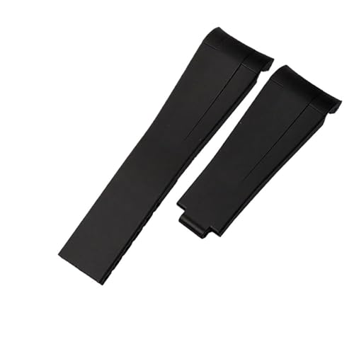 MBUIOPJ 20 mm 21 mm Gummi-Armband kompatibel mit Rolex Submariner DAYTONA GMT Yacht-Master Silikonarmband schwarzes Uhrenarmband(Black no clasp,20mm) von MBUIOPJ