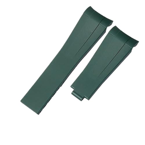 MBUIOPJ 20 mm 21 mm Gummi-Armband kompatibel mit Rolex Submariner DAYTONA GMT Yacht-Master Silikonarmband schwarzes Uhrenarmband(Green no clasp,21mm) von MBUIOPJ